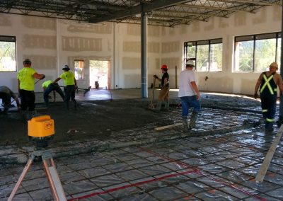 Rebar laid for an indoor concrete floor