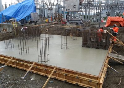 Concrete floor in a lard building under construction