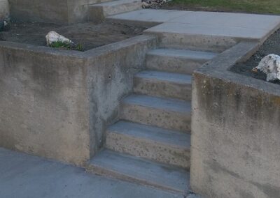 Old concrete retaining wall and stairs