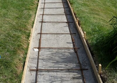 Rebar laid for new concrete sidewalk