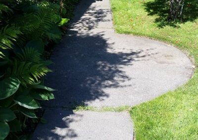 Old concrete sidewalk with spalling and cracks