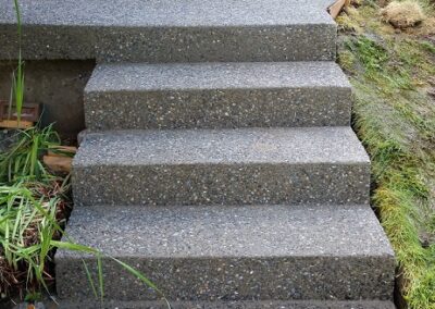 Exposed aggregate concrete stairs