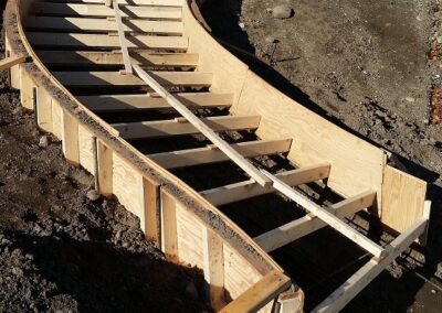 Forms set for a large set of concrete stairs