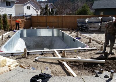 Preparing area around a pool for a concrete pool deck