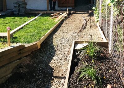 Cleared space for a concrete sidewalk