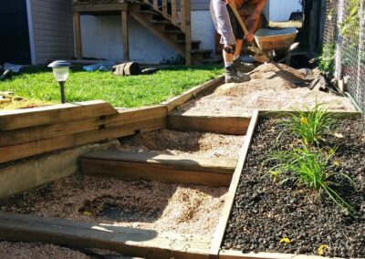 Preparing to pour concrete stairs and sidewalk