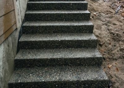 Exposed aggregate concrete staircase