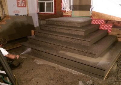 Large, concrete corner staircase