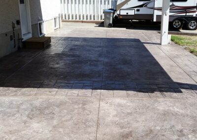 New concrete patio with multiple stamp patterns